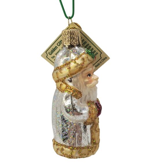 Old World Christmas Golden Glitter Santa Ornament IOB - Picture 2 of 8